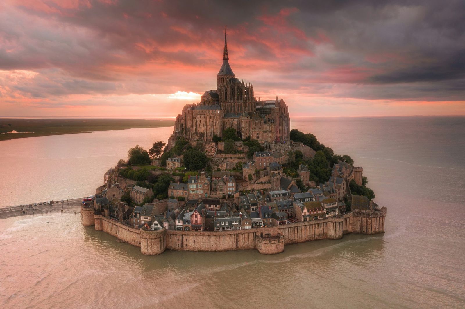 Mont-Saint-Michel at sunset, Normandy